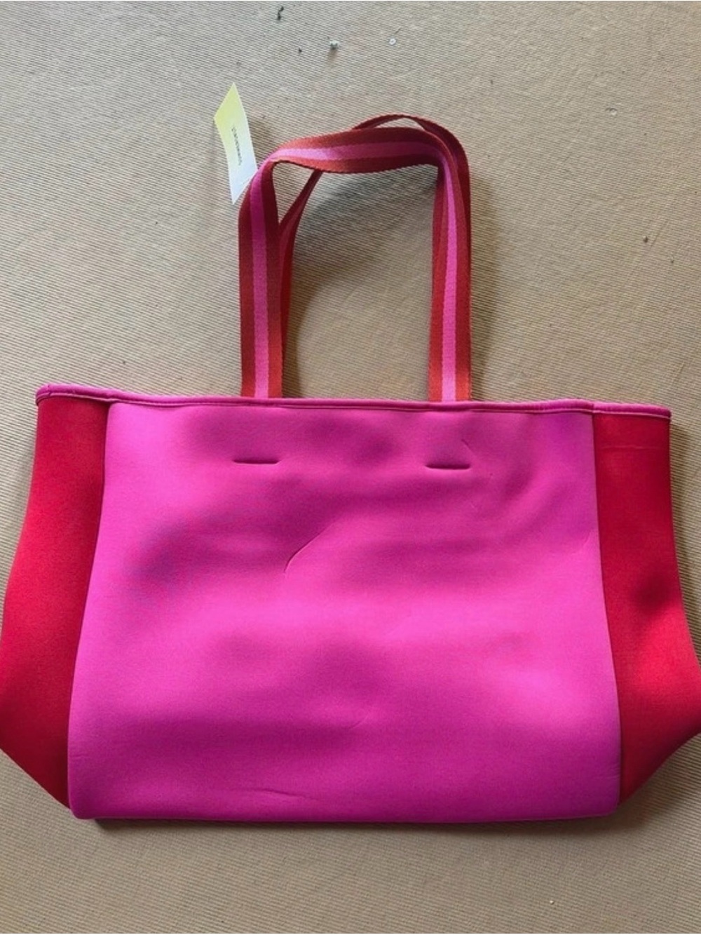 SUMMERSALT Women’s Pink Neoprene Tote Bag - Bright Pink with Red Accents